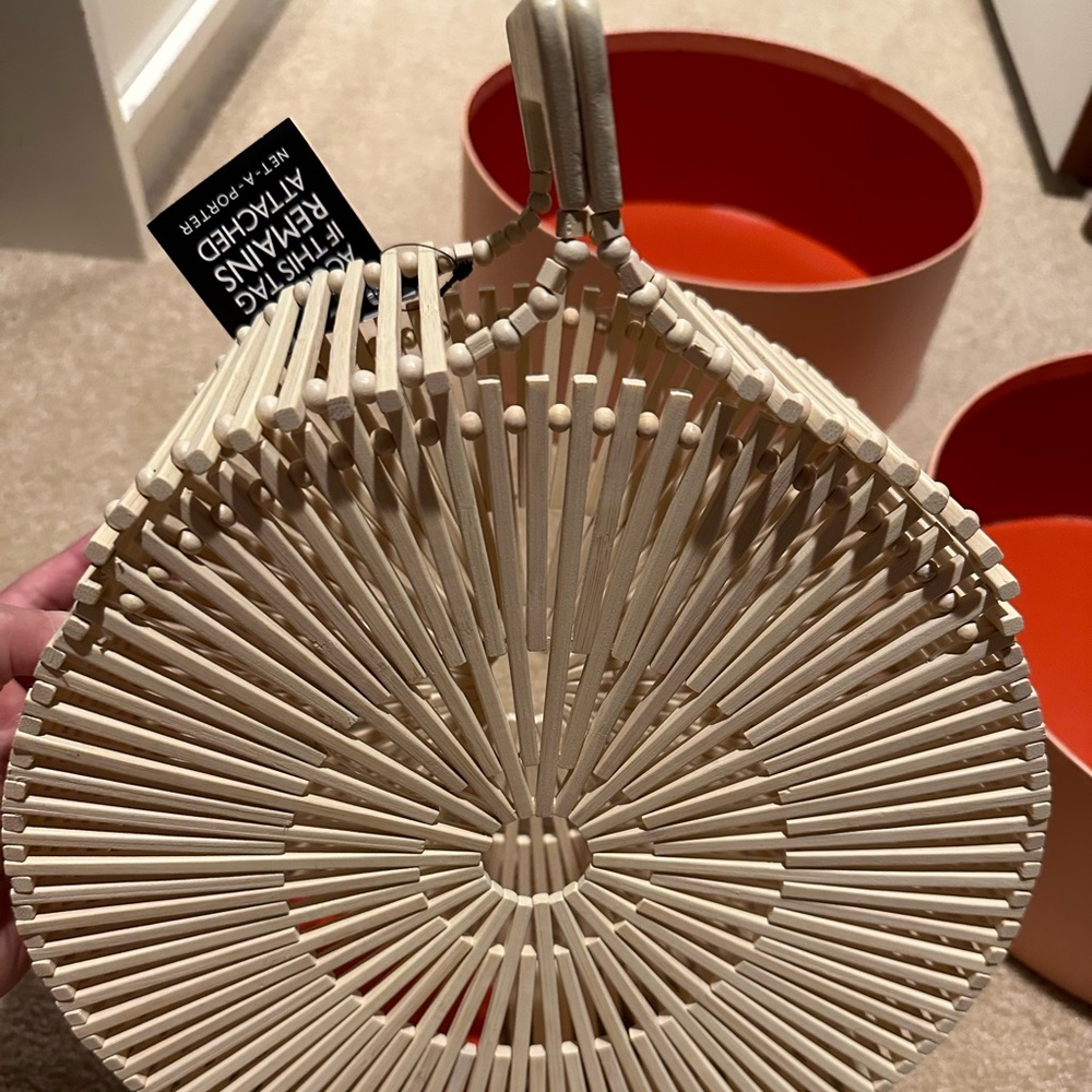 NWT Cult Gaia round bamboo bag w feet. Large size